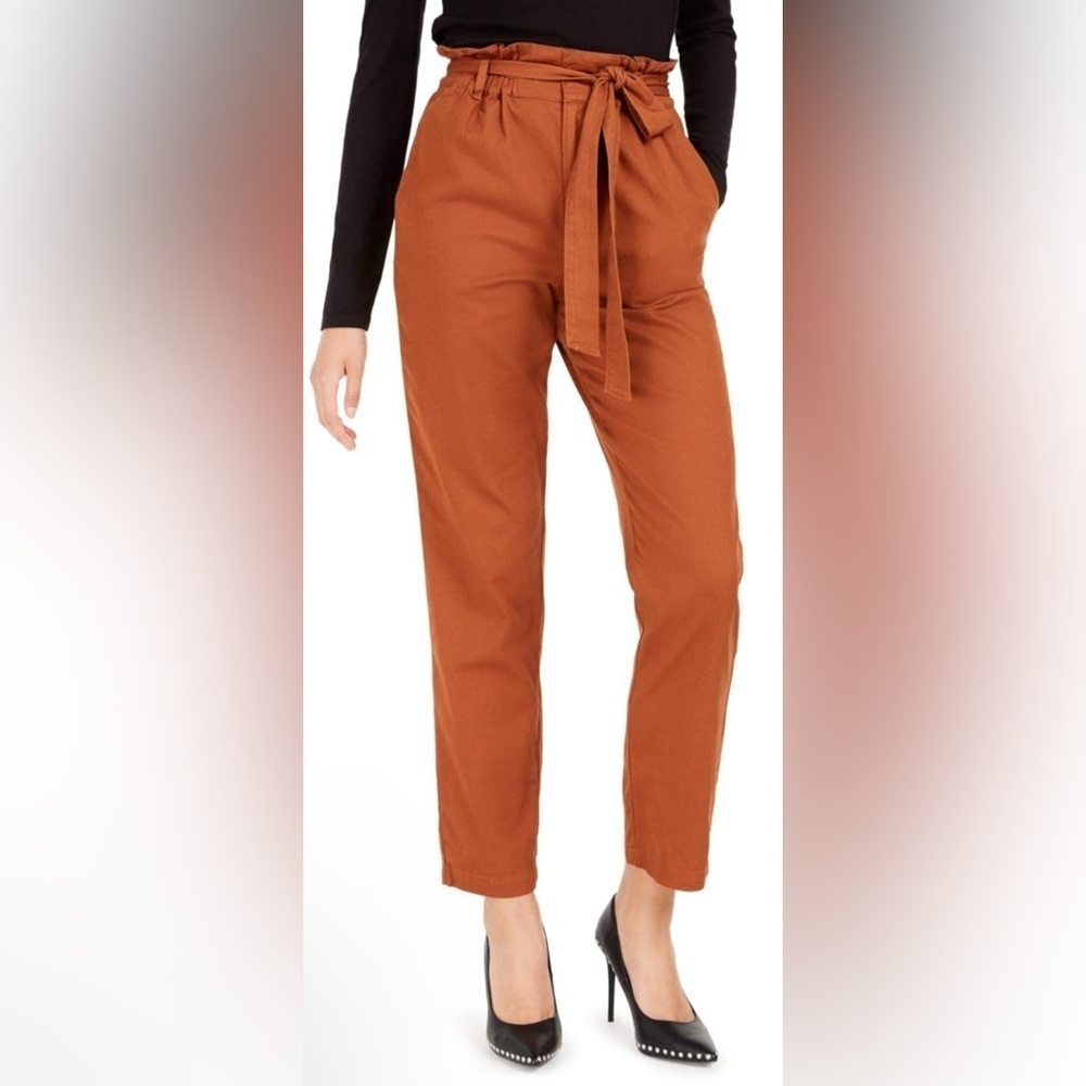 Becca Tilley x Bar III Womens High Rise Ruched Paperbag Pants Gingerbread XXL
